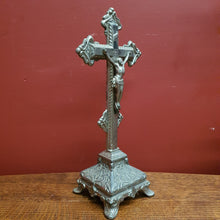 Load image into Gallery viewer, x SOLD Antique Silver Plate Crucifix, Cross, Jesus on the Cross, Home Worship or Devotion. B11591