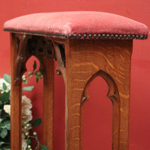 Load image into Gallery viewer, x SOLD Antique French Prayer Chair, Prie Dieu, with Church-themed sides and Rose Velvet Fabric. B11827