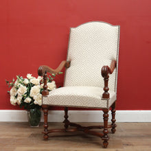 Load image into Gallery viewer, x SOLD Antique French Armchair, French Gothic Oak and Fabric Armchair, Bedroom or Hall Chair. B10511