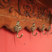 Load image into Gallery viewer, x SOLD Vintage French Oak and Brass Coat Rack, Scarf, Hat and Umbrella Holder. B11885