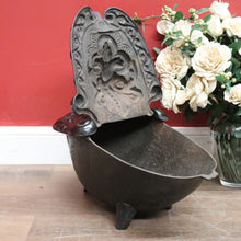 Load image into Gallery viewer, Antique French Cast Iron and Enamel Coal Scuttle, Magazine holder or kindling box. B11529