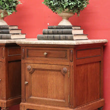 Load image into Gallery viewer, x SOLD Antique French Bedside Tables, Marble Top Lamp Tables or Side Tables or Cupboard. B11495