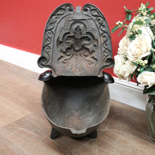 Load image into Gallery viewer, Antique French Cast Iron and Enamel Coal Scuttle, Magazine holder or kindling box. B11529