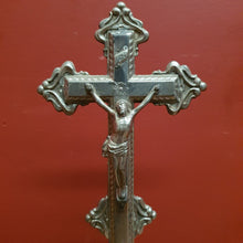 Load image into Gallery viewer, x SOLD Antique Silver Plate Crucifix, Cross, Jesus on the Cross, Home Worship or Devotion. B11591