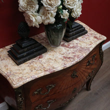 Load image into Gallery viewer, x SOLD Antique French Chest of Drawers, Walnut and Marble, Brass Handle 2-drawer Hall Cabinet Chest. B11699
