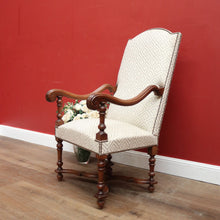 Load image into Gallery viewer, x SOLD Antique French Armchair, French Gothic Oak and Fabric Armchair, Bedroom or Hall Chair. B10511