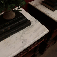 Load image into Gallery viewer, x SOLD Pair of Antique French Bedside Cabinet or Lamp Side Tables with Marble Tops. B11381