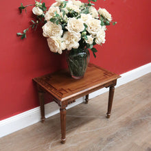 Load image into Gallery viewer, x SOLD Antique French Oak Lamp Side Table with Marquetry Inlay on Reeded legs. B11439