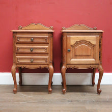 Load image into Gallery viewer, x SOLD Pair of Vintage French Bedside Cabinets or Lamp Tables, One Drawers, One a Cupboard B11561