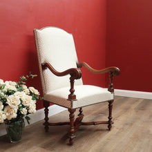 Load image into Gallery viewer, x SOLD Antique French Armchair, French Gothic Oak and Fabric Armchair, Bedroom or Hall Chair. B10511