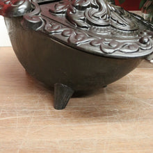 Load image into Gallery viewer, Antique French Cast Iron and Enamel Coal Scuttle, Magazine holder or kindling box. B11529