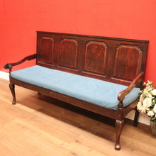Load image into Gallery viewer, x SOLD Antique Georgian Hall Settle, English Oak Verandah Chair, Hall Chair, Cushion. B11912