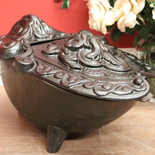 Load image into Gallery viewer, Antique French Cast Iron and Enamel Coal Scuttle, Magazine holder or kindling box. B11529
