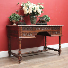 Load image into Gallery viewer, x SOLD Antique French Desk, Five Drawer Office Desk with 2 Keys French Oak, Stretcher Base. B11382