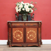 Load image into Gallery viewer, x SOLD French Walnut and Marble Hall Cabinet or Side Cupboard with Marble Top and Felt Lined. B11869
