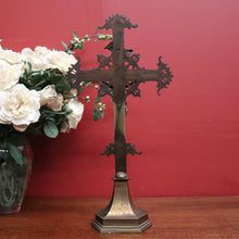 Load image into Gallery viewer, x SOLD Antique French Brass Crucifix, Table Crucifix or Cross, Jesus on the Cross, Worship Religion. B11646