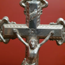 Load image into Gallery viewer, x SOLD Antique Silver Plate Crucifix, Cross, Jesus on the Cross, Home Worship or Devotion. B11591