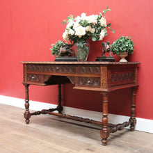 Load image into Gallery viewer, x SOLD Antique French Desk, Five Drawer Office Desk with 2 Keys French Oak, Stretcher Base. B11382