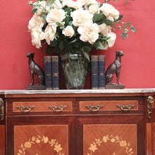 Load image into Gallery viewer, x SOLD French Walnut and Marble Hall Cabinet or Side Cupboard with Marble Top and Felt Lined. B11869