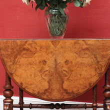 Load image into Gallery viewer, x SOLD Antique English Burr Walnut Drop Leaf Table, Wine, Side, Sutherland Table. B11810