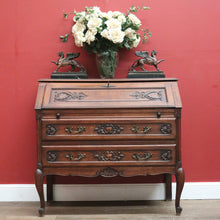 Load image into Gallery viewer, x SOLD Antique French Oak Writing Bureau with Two Drawers Below the Desk. Chest of Drawers. B11464