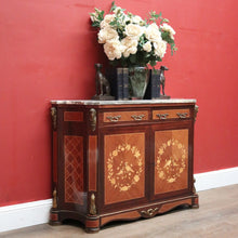 Load image into Gallery viewer, x SOLD French Walnut and Marble Hall Cabinet or Side Cupboard with Marble Top and Felt Lined. B11869