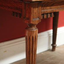 Load image into Gallery viewer, x SOLD Antique French Oak Lamp Side Table with Marquetry Inlay on Reeded legs. B11439