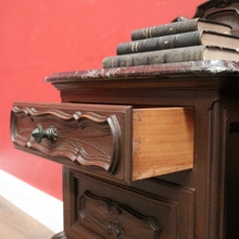Load image into Gallery viewer, x SOLD Pair of Antique Oak and Black Marble French Bedside Cabinets or Side, Lamp Tables. B11965