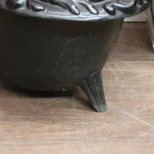 Load image into Gallery viewer, Antique French Cast Iron and Enamel Coal Scuttle, Magazine holder or kindling box. B11529