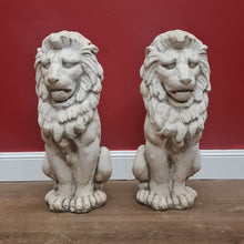 Load image into Gallery viewer, x SOLD Two large, tall Architectural sitting stone concrete Lions, garden statues. MP74-28001