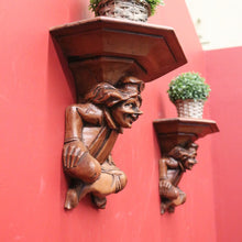 Load image into Gallery viewer, x SOLD Antique Wall Sconces, Statue Holders, French 'Sitting Jesters' Wall Brackets or Sconces. B11299