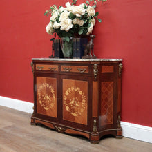 Load image into Gallery viewer, x SOLD French Walnut and Marble Hall Cabinet or Side Cupboard with Marble Top and Felt Lined. B11869