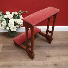 Load image into Gallery viewer, x SOLD Antique French Prayer Chair, Prie Dieu, with Church-themed sides and Rose Velvet Fabric. B11827