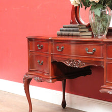 Load image into Gallery viewer, Vintage Australian Cedar Dressing Table with Ornate Bevelled Edge Mirror. B13136