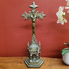 Load image into Gallery viewer, x SOLD Antique Brass Crucifix, Cross, Jesus on the Cross, Home Worship or Devotion. B11590