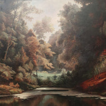Load image into Gallery viewer, x SOLD Vintage to Antique French Framed Oil on Canvas. Dense Forest Scene and Brook. B11522