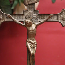 Load image into Gallery viewer, x SOLD Antique Crucifix, French Brass Free-standing Corpus on the Cross, Home Devotion. B11594