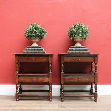 Load image into Gallery viewer, x SOLD Vintage French Oak Two-Drawer, Two-tier Lamp, side tables or Bedside Cabinets. B11717