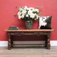Load image into Gallery viewer, x SOLD Vintage French Coffee Table with Two Drawers, or Oak Two-drawer Hall Seat. B11562