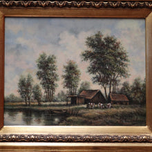 Load image into Gallery viewer, x SOLD Antique Gilt Timber Frame Oil on Canvas, Oil Painting, Country Landscape Scene. B11701