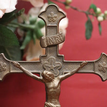 Load image into Gallery viewer, x SOLD Antique Crucifix, French Brass Free-standing Corpus on the Cross, Home Devotion. B11594