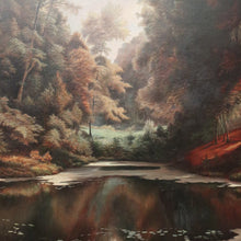 Load image into Gallery viewer, x SOLD Vintage to Antique French Framed Oil on Canvas. Dense Forest Scene and Brook. B11522