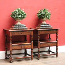 Load image into Gallery viewer, x SOLD Vintage French Oak Two-Drawer, Two-tier Lamp, side tables or Bedside Cabinets. B11717