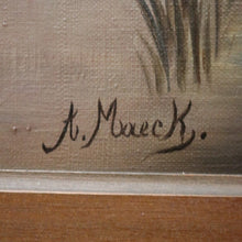 Load image into Gallery viewer, x SOLD Vintage to Antique French Framed Oil on Canvas. Dense Forest Scene and Brook. B11522