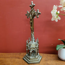 Load image into Gallery viewer, x SOLD Antique Brass Crucifix, Cross, Jesus on the Cross, Home Worship or Devotion. B11590