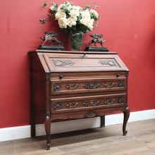 Load image into Gallery viewer, x SOLD Antique French Oak Writing Bureau with Two Drawers Below the Desk. Chest of Drawers. B11464