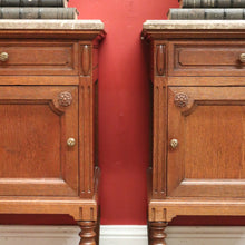 Load image into Gallery viewer, x SOLD Antique French Bedside Tables, Marble Top Lamp Tables or Side Tables or Cupboard. B11495