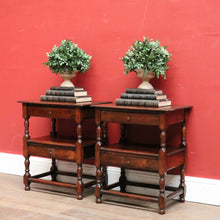 Load image into Gallery viewer, x SOLD Vintage French Oak Two-Drawer, Two-tier Lamp, side tables or Bedside Cabinets. B11717