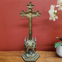 Load image into Gallery viewer, x SOLD Antique Brass Crucifix, Cross, Jesus on the Cross, Home Worship or Devotion. B11590