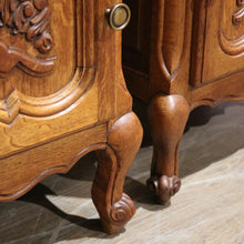 Load image into Gallery viewer, x Sold Pair of Vintage French Oak Bedside Cabinets, or Lamp Side Tables. B11512